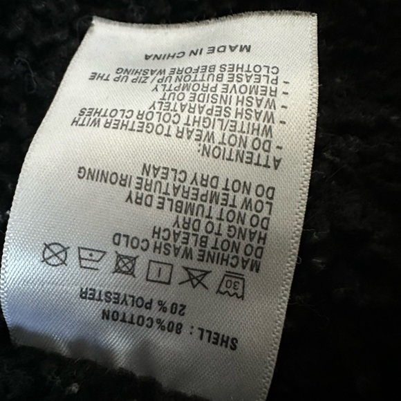 Brandy Melville Black Sherpa Lined Button Up Denim Jacket Sz S, Classic, Neutral - Picture 3 of 8